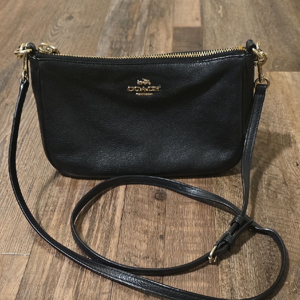 Coach Nolita 19 Crossbody Pebble Leather Black Gold